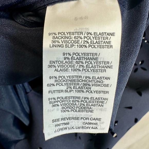 J. Crew Dress Women’s sz. 0 (XS) Navy Blue‎ Lasercut Scallop Sleeveless Shift - Picture 8 of 10